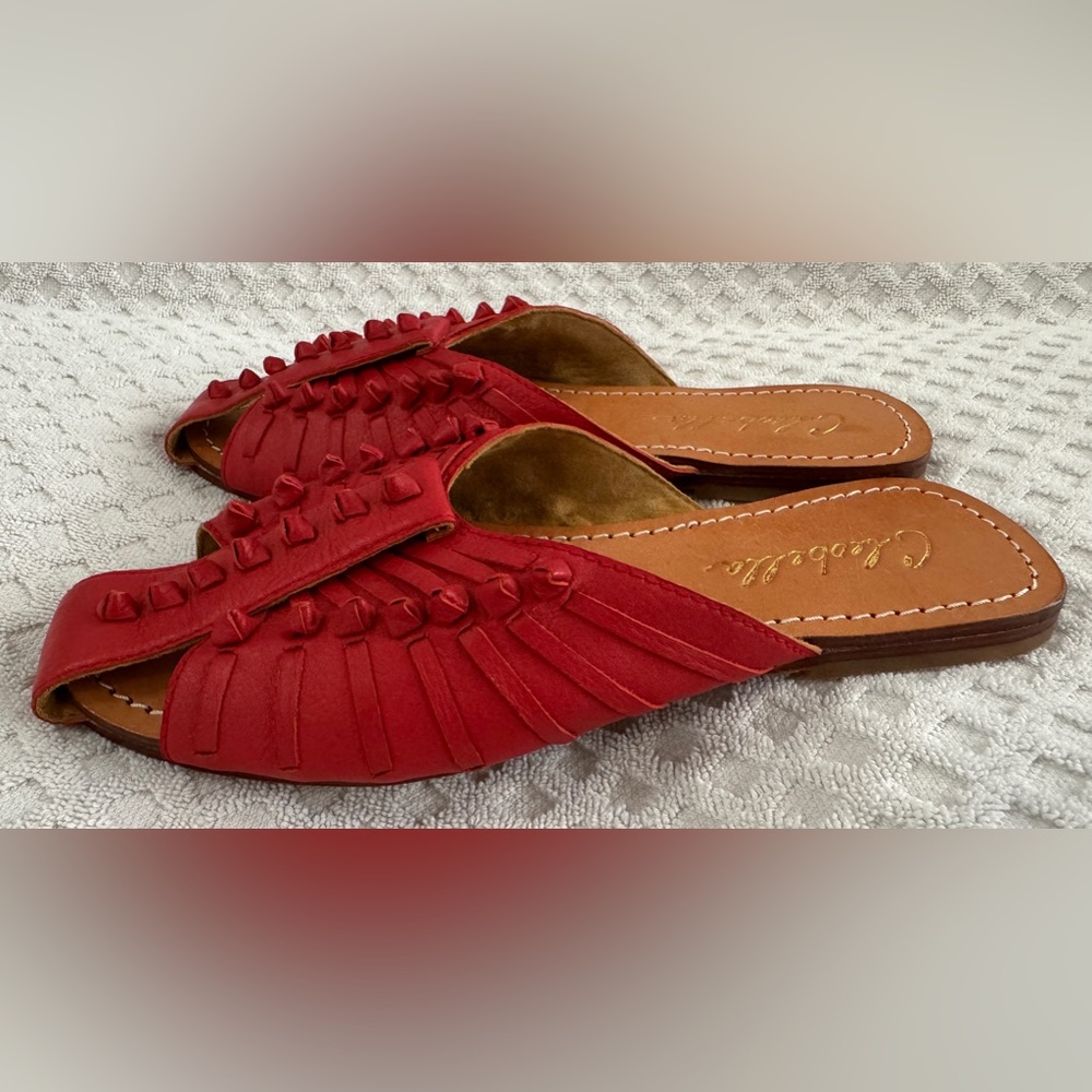 Cleobella Monroe Slide in Red Leather Size 36 US 5 Handmade Sandals - Picture 6 of 14